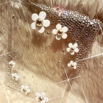 New White Diasy Flowers Rhinestones iPad 2/ New iPad Case