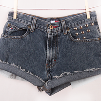 Tommy Hilfiger denim silver studded high waist shorts