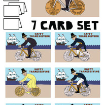 Coin wheeled bikes Thanksgiving 7 card set