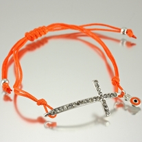 Orange sideways cross bracelet