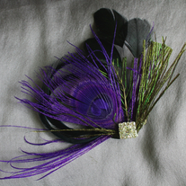 Violet Peacock Fascinator with Rhinestone Center - Thumbnail 4