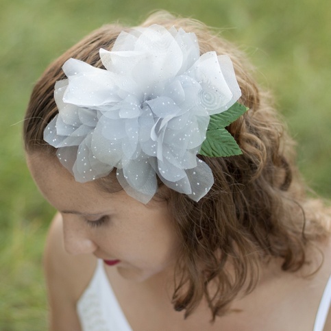 Platinum Dahlia Fascinator