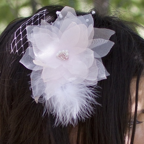 Confection Pink Bridal Veil Fascinator
