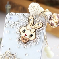 New Bling Crystal Wooden Rabbit Tassel iPhone 4/4S Case