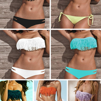 CUSTOM SIZES! Bandeau Fringe Bikini Set