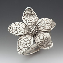 Silver Spoon Handle Flower Petal Ring Adjustable