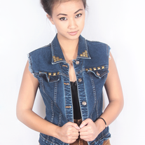 Vintage bronze studded denim vest