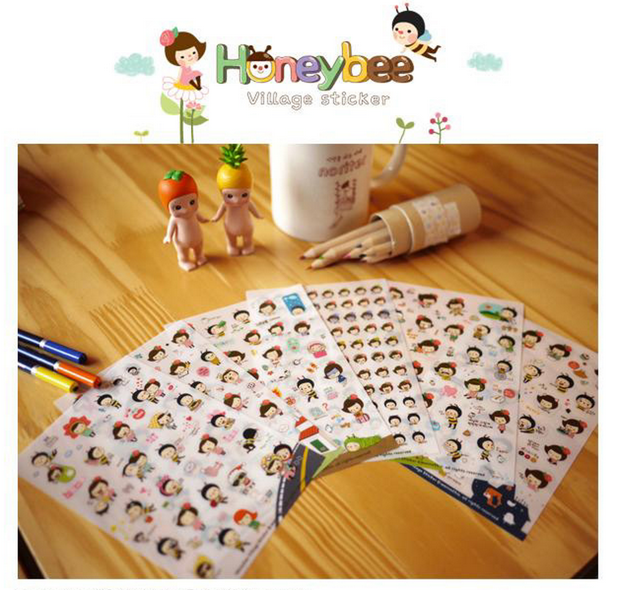 Korean stationary Diary Journal honeybee stickers on Storenvy