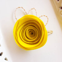 Yellow Felt Floral Hairclip with Abaca Twine