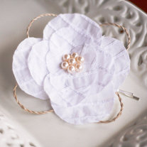 Rustic White Floral Hairclip with Abaca