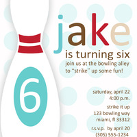 retro modern bowling party birthday invitation printable just