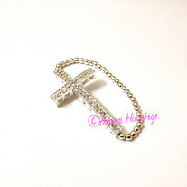 Silver Sparkly Cross with Silver Beads