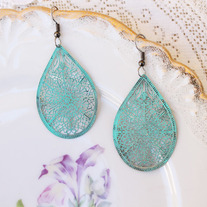 Turquoise Filigree Cutout Earrings