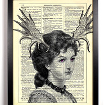 Image of Horned Woman, Vintage Dictionary, 8 x 10