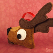 Reindeer Ornament, Felt Animal Christmas Ornament - Donner the Reindeer