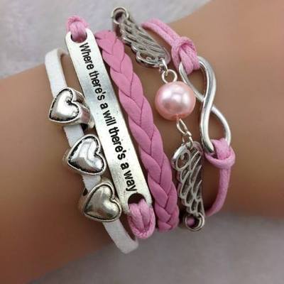 High quality fashion leather bracelet infinity-love
