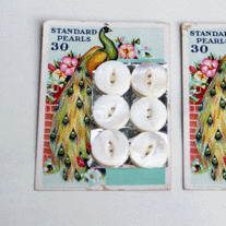 Standard Pearls, Peacock Button Cards - Set of 2