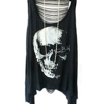 Skeleton Print Fringe T-shirts