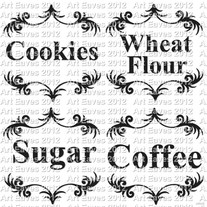 Customized Pretty Border Vinyl Kitchen Labels