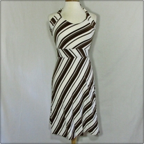Stretch White and Brown Halter Dress