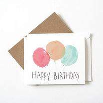 Watercolor Balloons Birthday Card