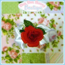 Elegant Red Rose on Pale Blue Bow