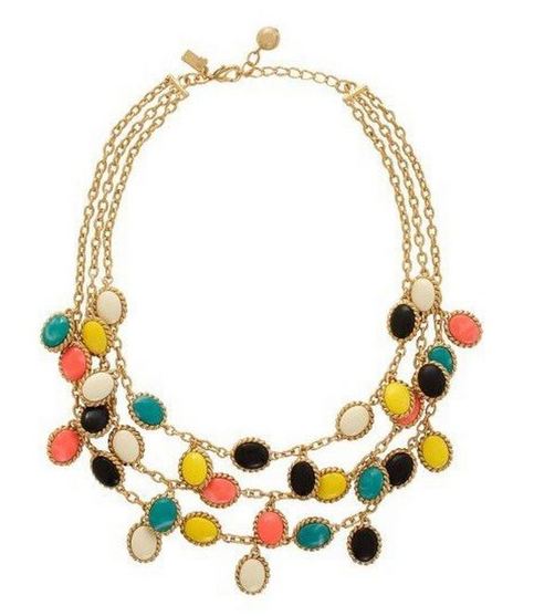 Kate Spade New York Roped In Gold Triple Strand Multi Gem Necklace