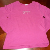 HOT PINK GAP KIDS LS SHIRT WITH GAP RHINESTONE-SIZE M/8