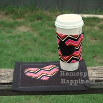 Coffee Cozy & Mug Rug Combo - Chevron Heart