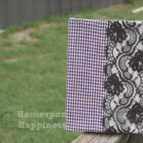 Notebook Cover -  Purple Houndstooth and Lace
