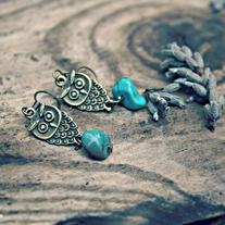 true. little owl and turquoise earrings
