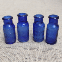 Antique Cobalt Blue Medicine Bottles - Bromo Seltzer - Set of 4