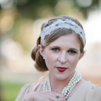 The Mabel - Champagne Floral Beaded Lace tie headband