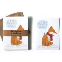 Happy Holidays Fox Cards Set of 6