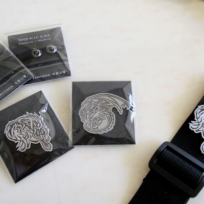 Wolf & dragon metal badge pins