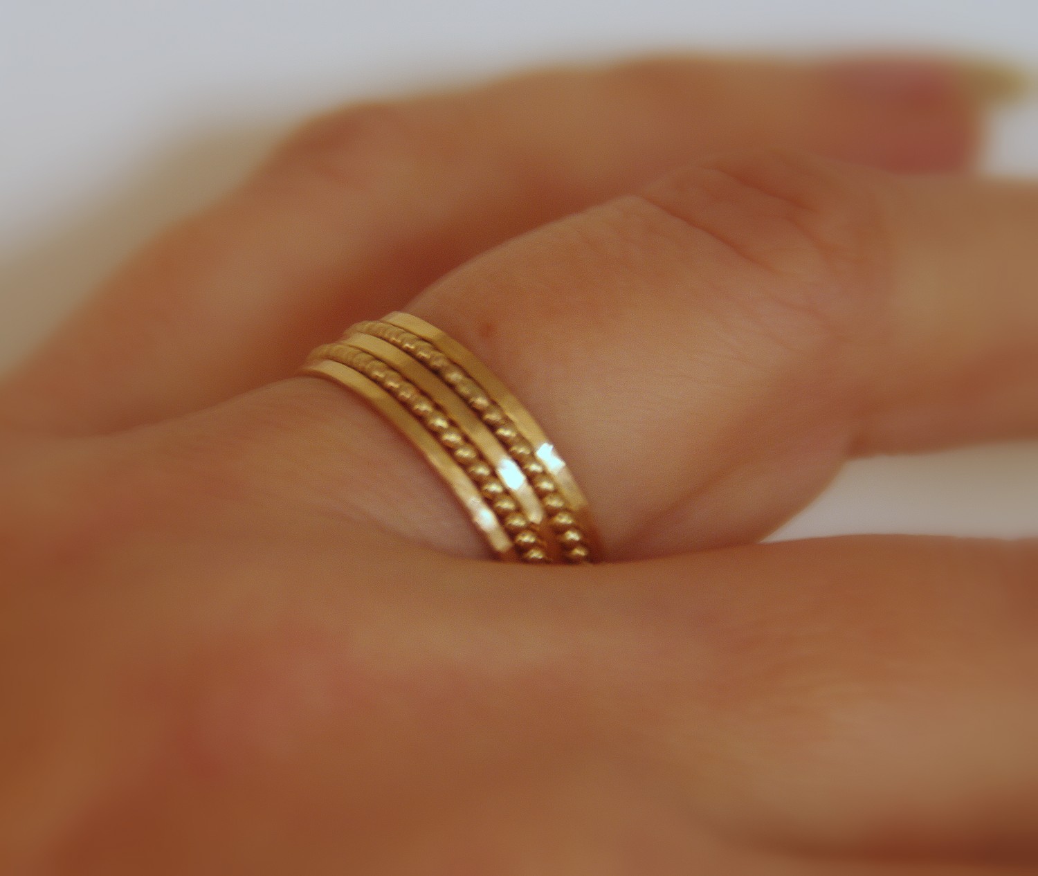 Skinny solid 14k rose pink gold stacking ring, wedding band, slim