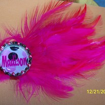 Fancy Feather Bottle Cap Barrette-interchangable