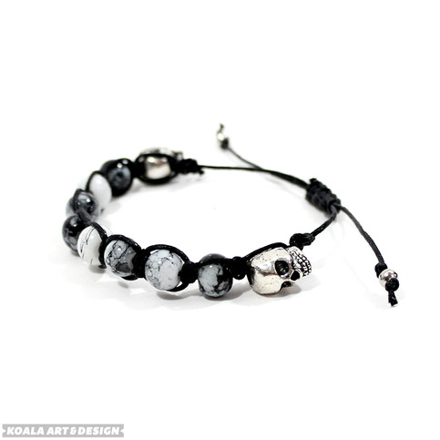 Splatter Bead Skull Bracelet