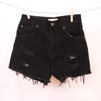 Black denim high waist shorts 