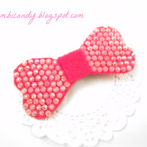 Pink rhinstone felt hair bow