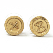  Antique Gold Button Earrings
