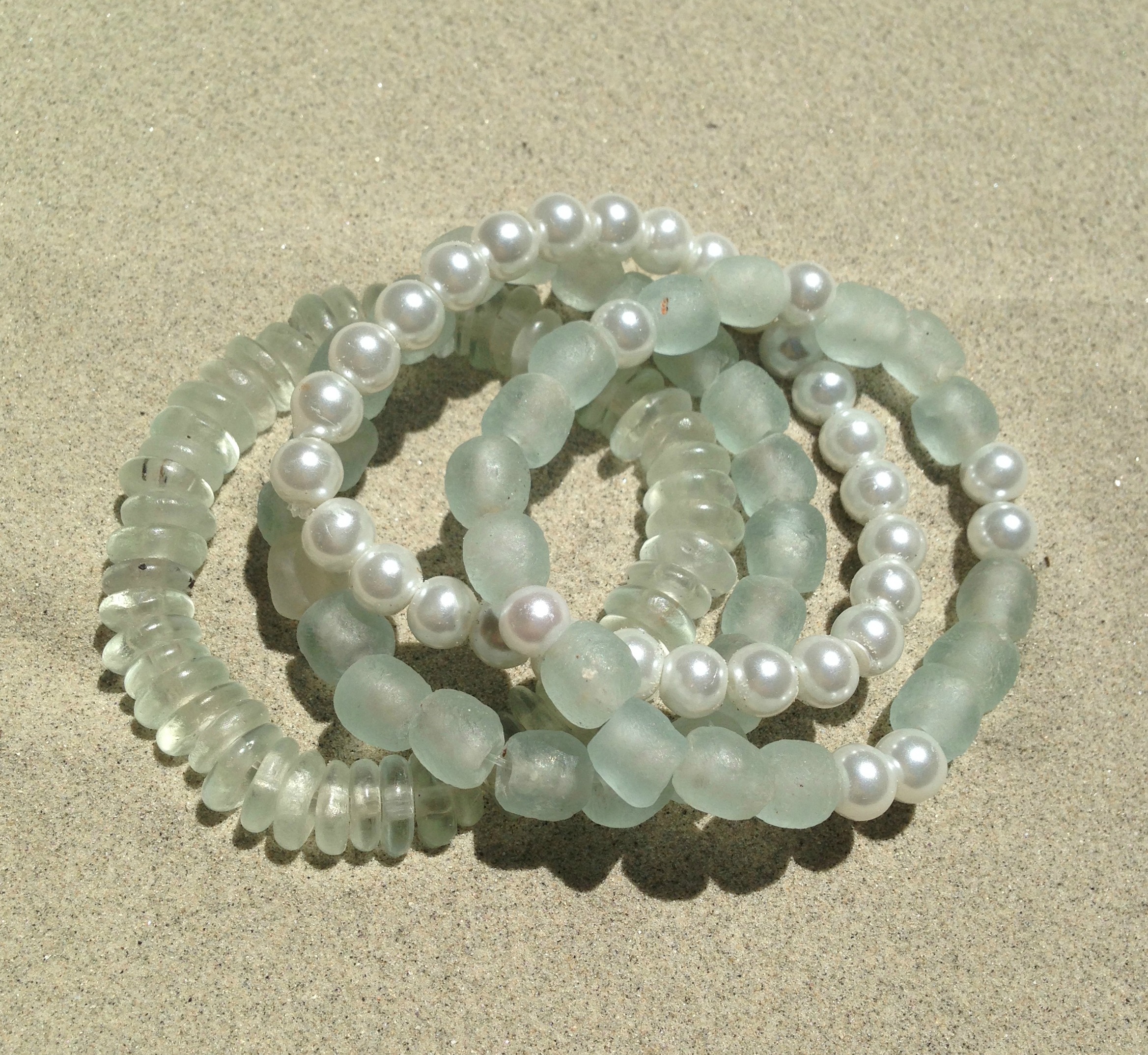 Bliss Sea Glass Bracelet Set 4 Coastal Inspired bracelets small