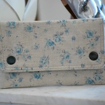 Double Snap Wallet - Linen Blue Rose