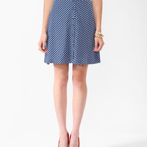 S forever 21 blue white polka apple dot print satin high pin-up mini skirt
