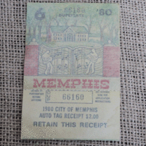 1980 Memphis Auto Tag Sticker, Graceland