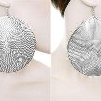 Silver Large Medallion Disk Earrings - Round or Teardrop