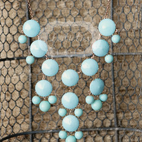 large knotiebubble necklace - aqua w/gold