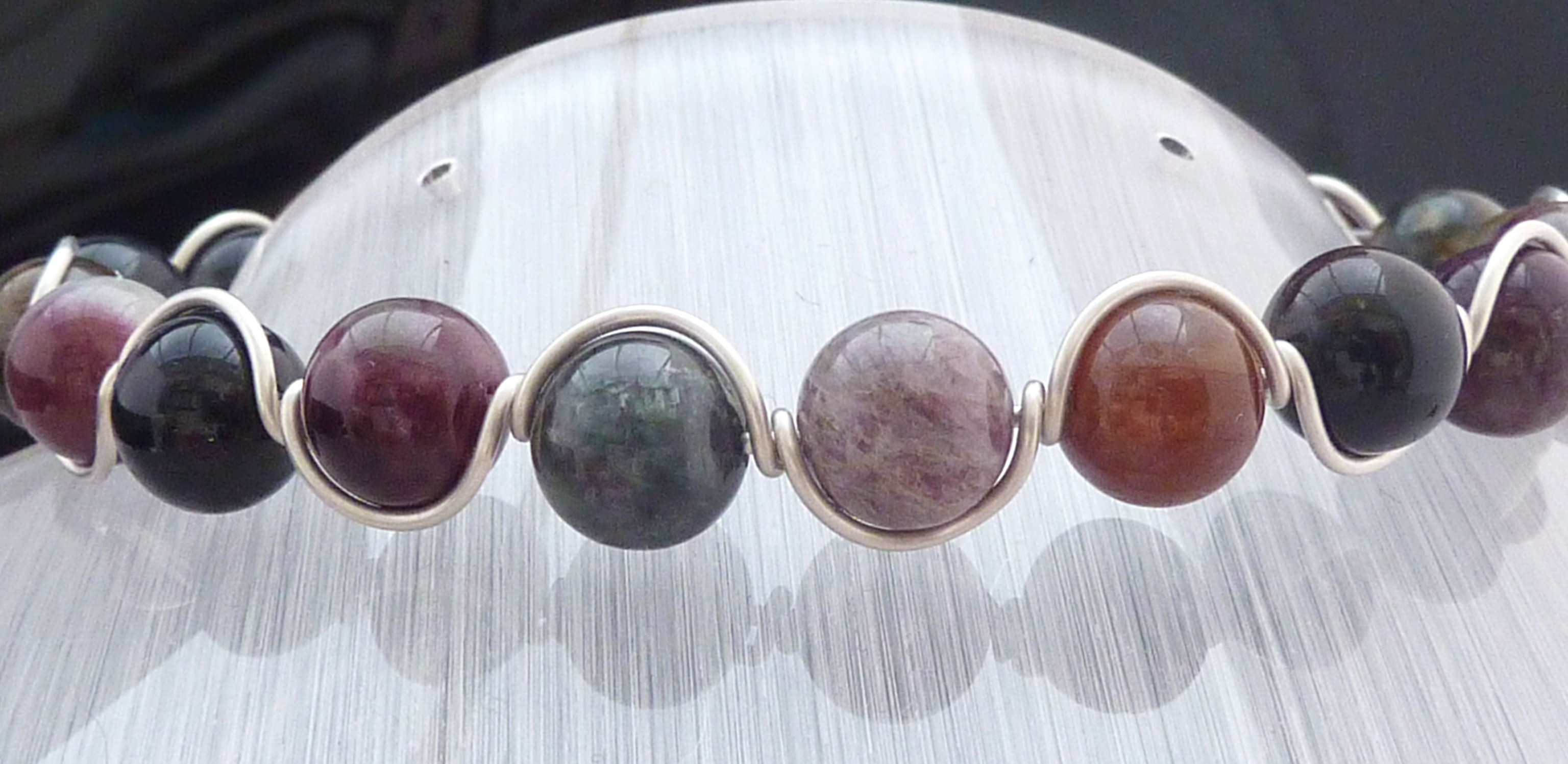 Genuine Natural Tourmaline & Sterling Silver Bangle Bracelet on Storenvy