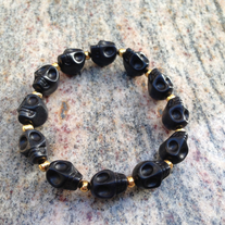 Black Skull Bracelet with Spacers