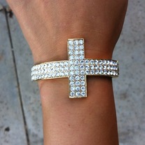 Gold Cross Rhinestone Cuff 